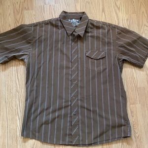 Striped button down collared shirt / size LARGE